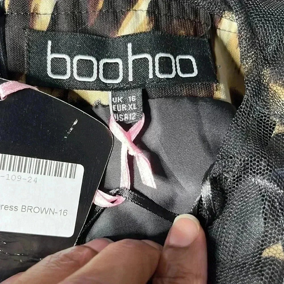 Boohoo Aaliyah Leopard Print Midi Dress Size 12 NWT - Picture 6 of 7